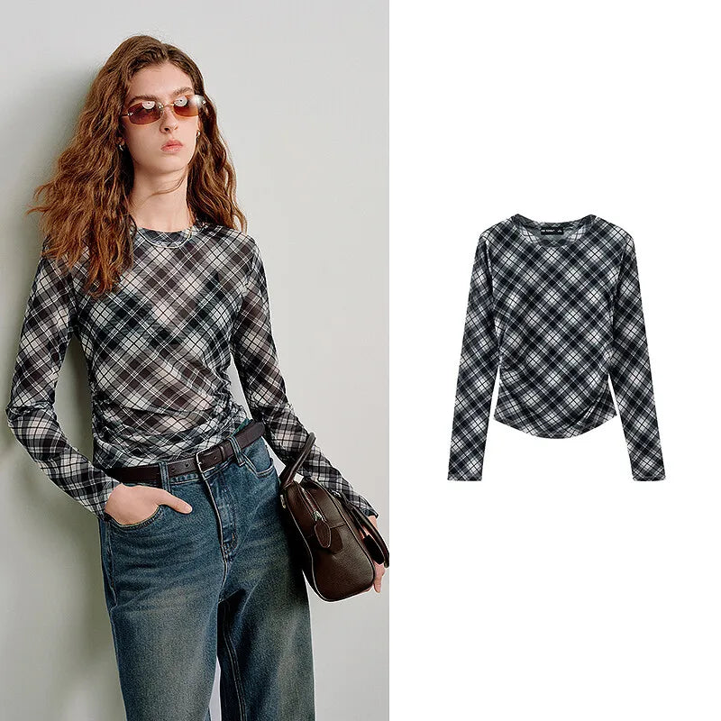 Multi Sheer Long Sleeve Mesh Top — vista posteriore