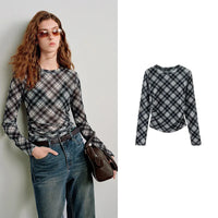 Multi Sheer Long Sleeve Mesh Top — vista posteriore