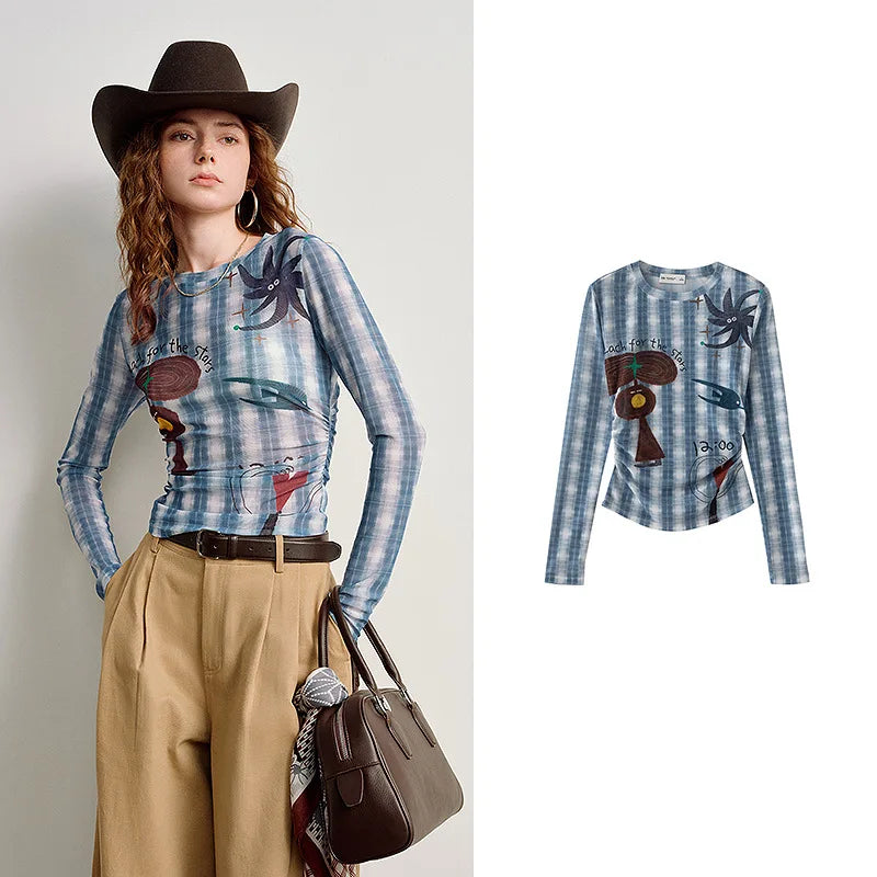 Multi Sheer Long Sleeve Mesh Top — dettaglio della stampa