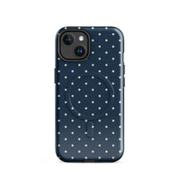Navy Polka Dot MagSafe Case — vista frontale