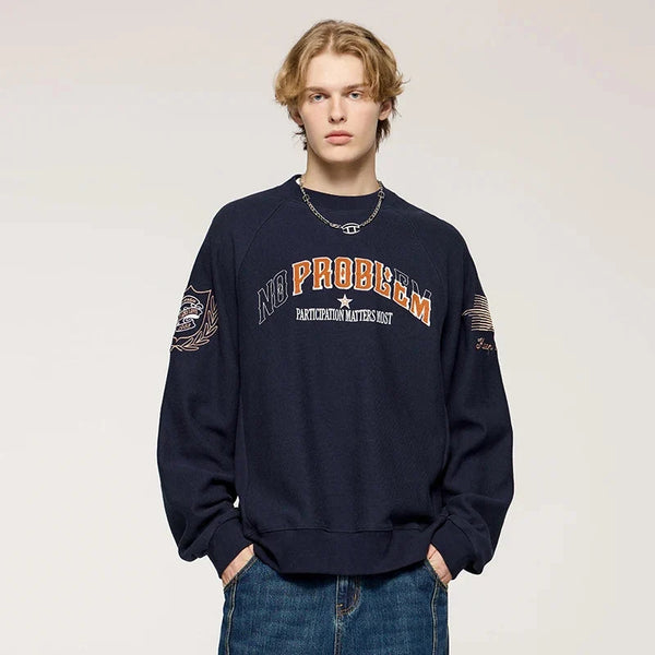 No Problem Embroidered Crewneck Sweatshirt — vista frontale