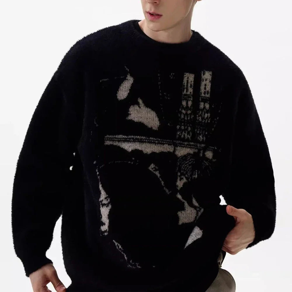 Noir Graphic Knitted Jumper — vista posteriore
