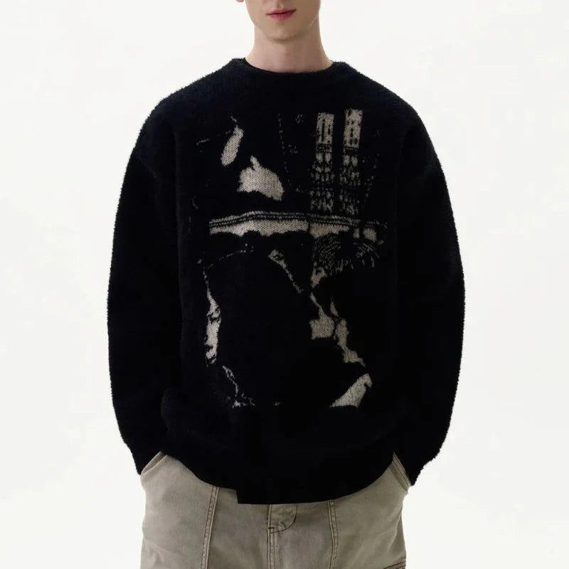 Noir Graphic Knitted Jumper — vista frontale