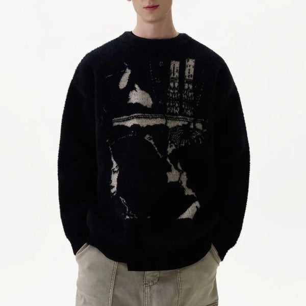 Noir Graphic Knitted Jumper — vista frontale