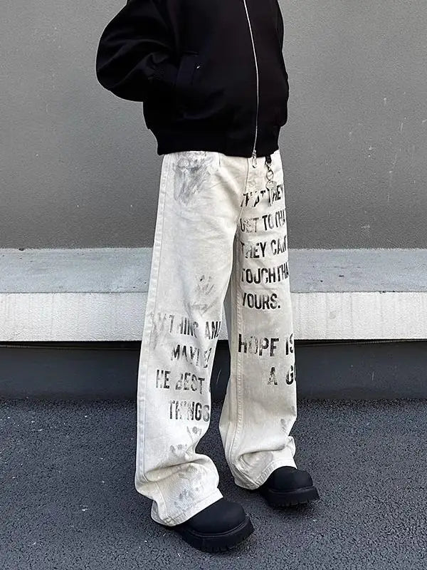 Off White Baggy Graphic Cargos — vista posteriore
