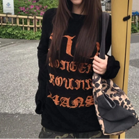 Orange And Black Graphic Long Sleeve Top — vista posteriore