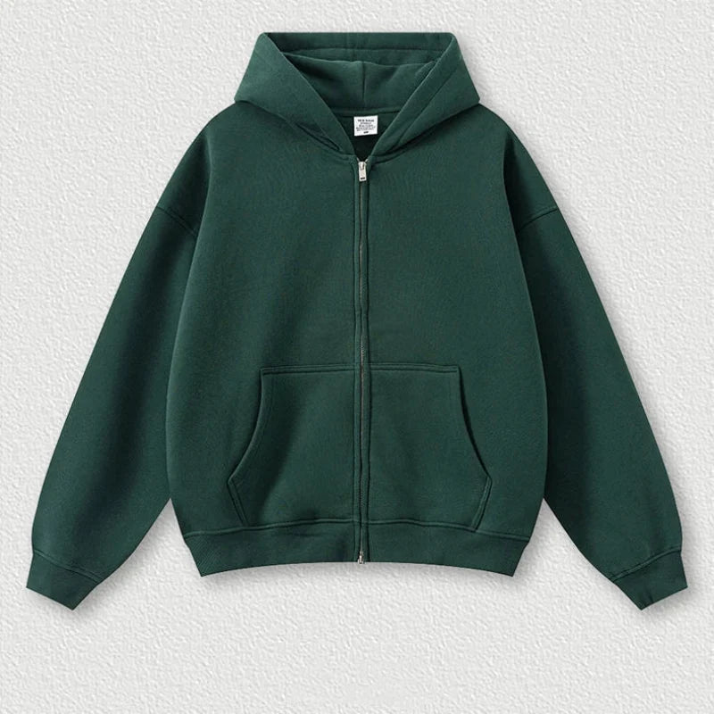 Origin 345gsm Boxy Fit Zip Up Hoodie — vista laterale