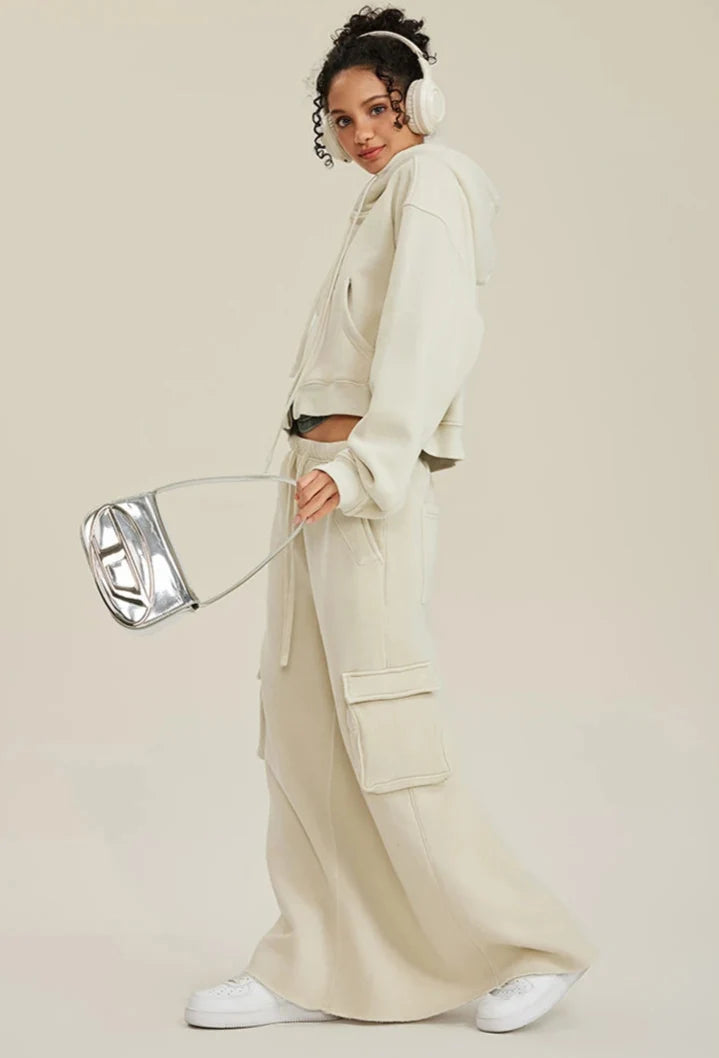 Origin 355gsm Essentials Boxy Cropped Zip Up Hoodie — dettaglio