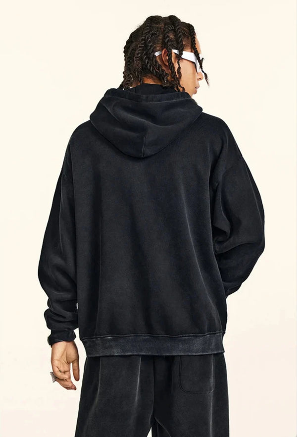 Y2K Origin 360gsm Washed Ribbon Zip Up Hoodie