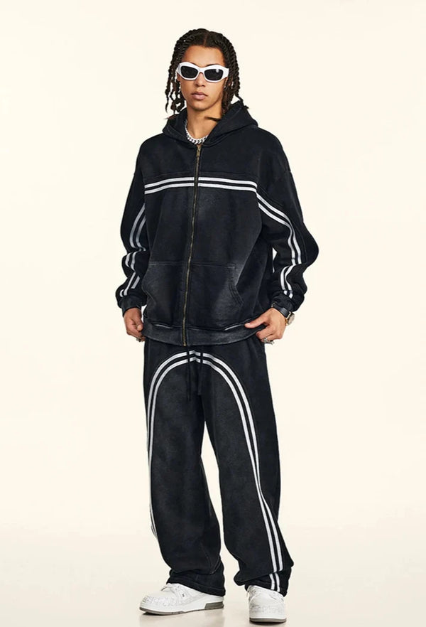 Origin 360gsm Washed Ribbon Zip Up Hoodie — vista frontale