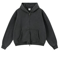 Origin 400gsm Essentials Retro Washed Boxy Fit Plain Zip Up Hoodie — in alternativa