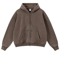 Origin 400gsm Essentials Retro Washed Boxy Fit Plain Zip Up Hoodie — vista laterale