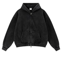 Origin 400gsm Essentials Retro Washed Boxy Fit Plain Zip Up Hoodie — dettaglio del tessuto