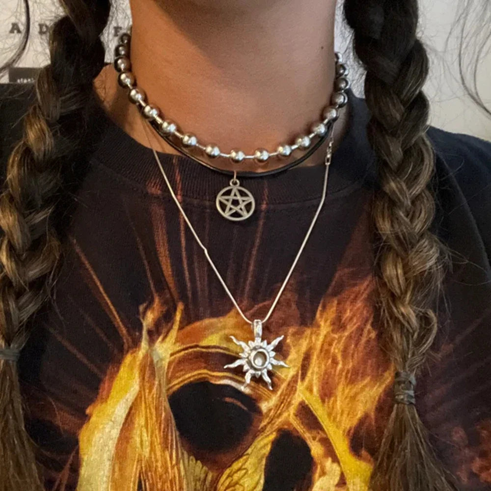 Oversized 10mm Ball Chain Choker Necklace — vista laterale