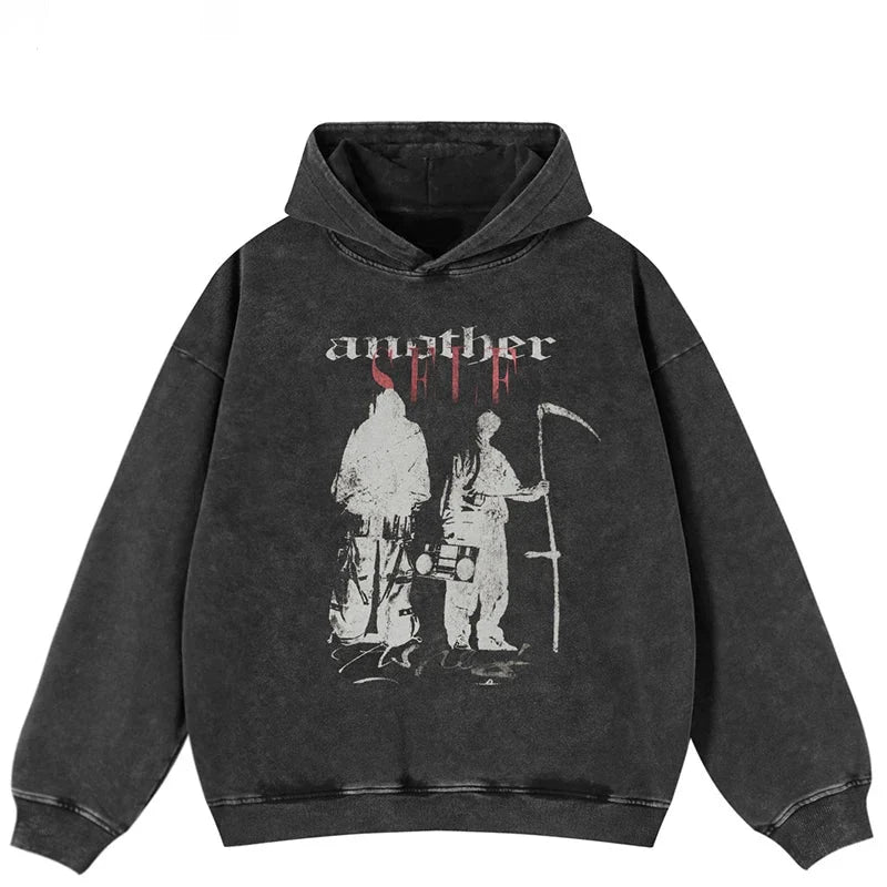 Oversized Another Self Graphic Hoodie Sweatshirt — vista frontale