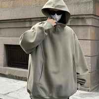 Oversized Baggy Button Neck Hoodie — in alternativa