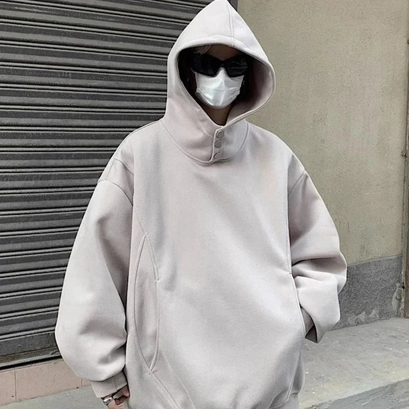 Oversized Baggy Button Neck Hoodie — dettaglio del tessuto