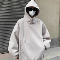 Oversized Baggy Button Neck Hoodie — dettaglio del tessuto