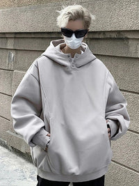 Oversized Baggy Button Neck Hoodie — vista posteriore