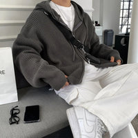 Oversized Knit Hooded Zip Up Cardigan — vista posteriore