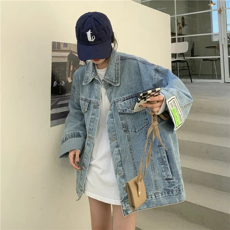 Oversized Labelled Denim Jacket — vista posteriore