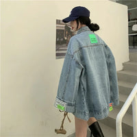Oversized Labelled Denim Jacket — vista frontale