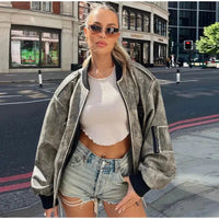 Oversized Leather Bomber Jacket — dettaglio