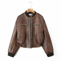 Oversized Leather Bomber Jacket — vista laterale