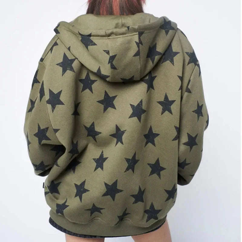 Oversized Star Zip Up Hoodie — dettaglio