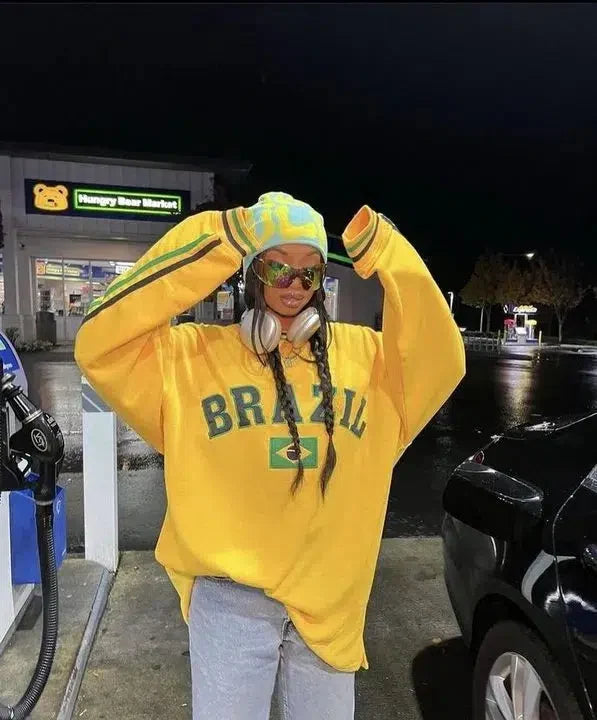 Oversized Thick Brazil Embroidered Sweatshirt — dettaglio