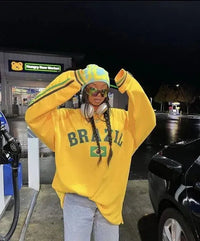 Oversized Thick Brazil Embroidered Sweatshirt — dettaglio