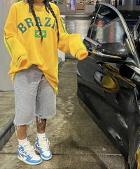 Oversized Thick Brazil Embroidered Sweatshirt — dettaglio della stampa