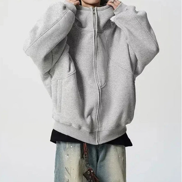 Oversized Tubed Zip Up Hoodie — vista frontale