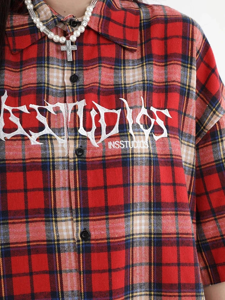 Oversized Womens Plaid Shirt — dettaglio
