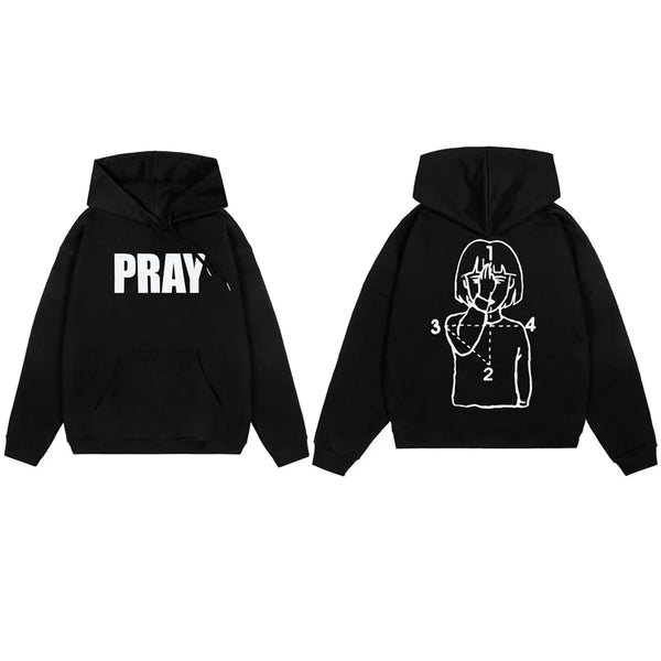 Y2K PRAY Graphic Hoodie Sweater