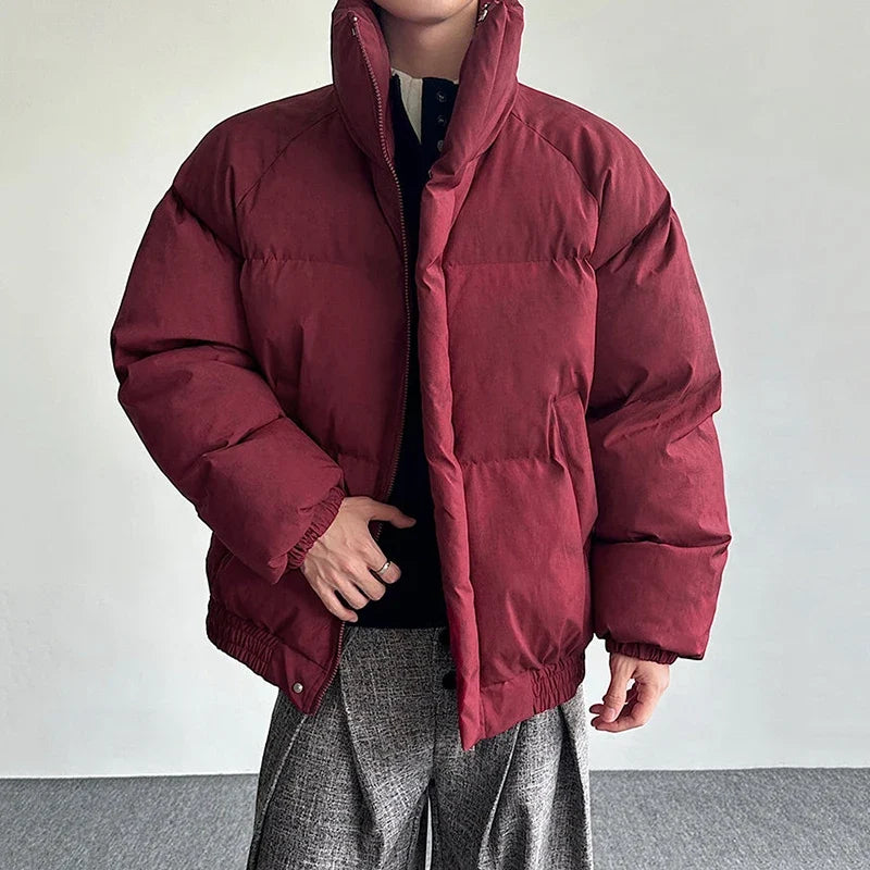Padded Stand Collar Zip Up Coat Puffer Jacket — vista laterale