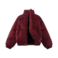 Padded Stand Collar Zip Up Coat Puffer Jacket — dettaglio della stampa