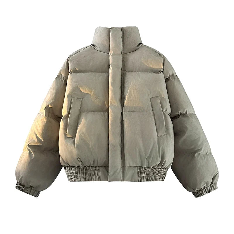 Padded Stand Collar Zip Up Coat Puffer Jacket — dettaglio