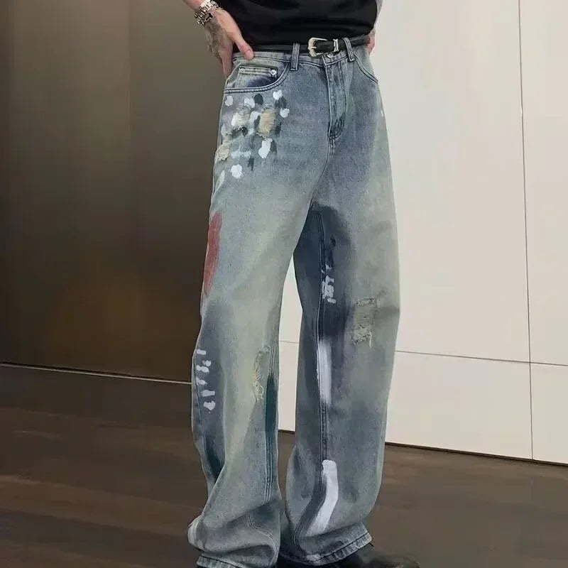 Painters Brush Distressed Baggy Jeans — dettaglio della stampa
