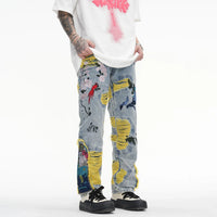 Painting Embroidered Denim Ripped Distressed Jeans — in alternativa
