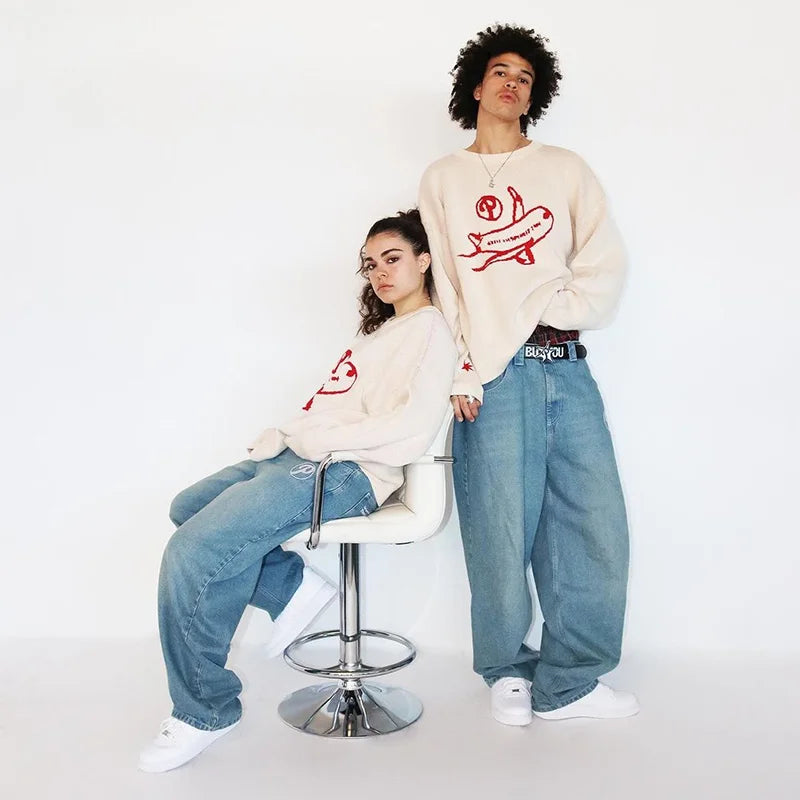 Paper Planes Crewneck Knitted Sweater — dettaglio