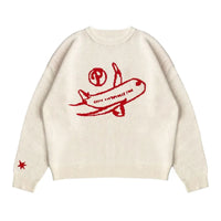 Paper Planes Crewneck Knitted Sweater — vista frontale