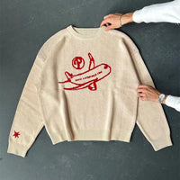 Paper Planes Crewneck Knitted Sweater — dettaglio della stampa