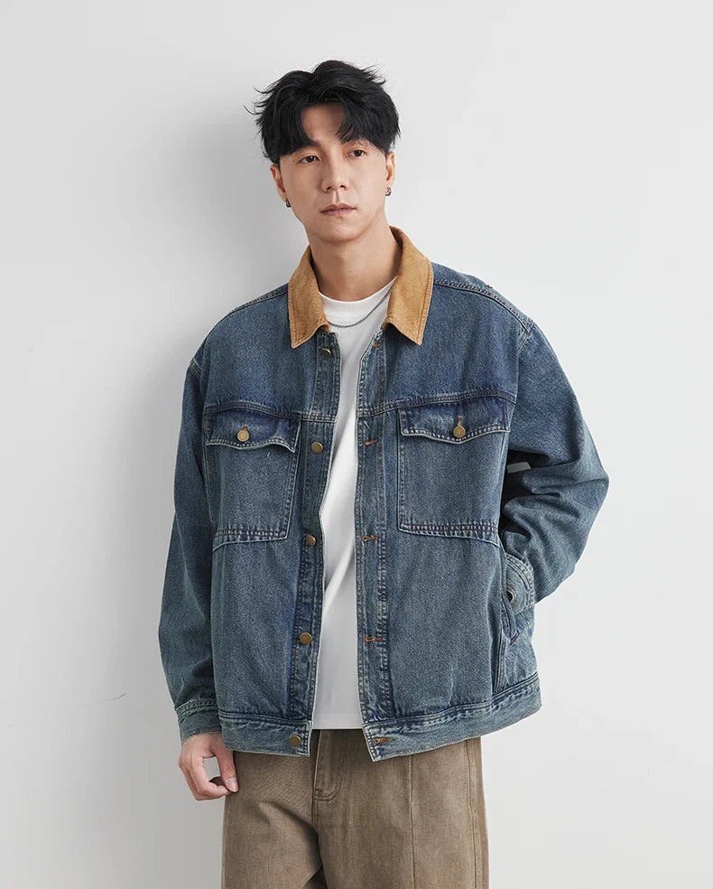 Patchwork Denim Washed Jacket — vista posteriore