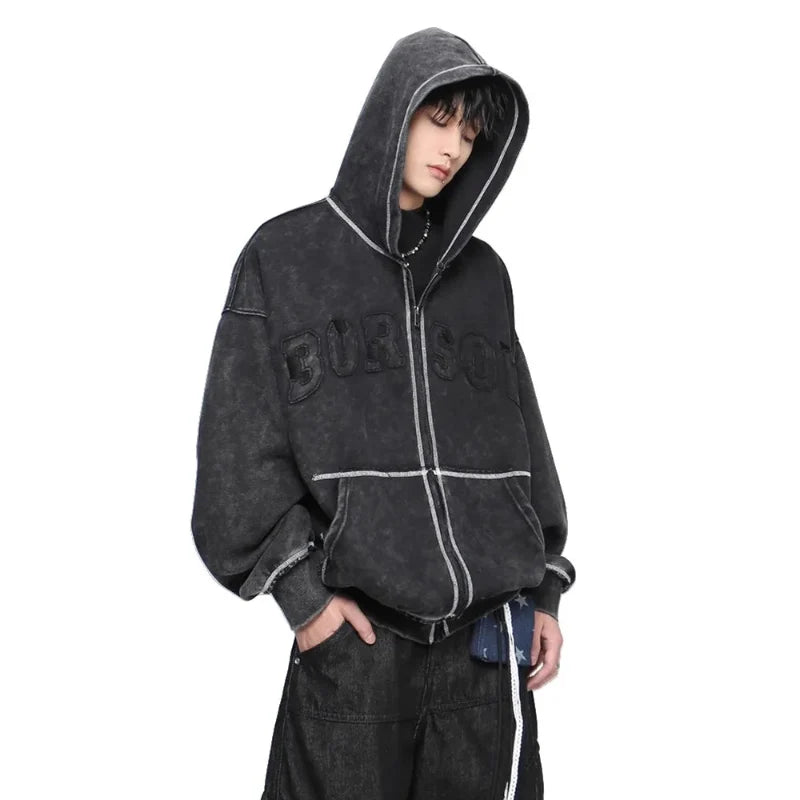 Patchwork Embroidered Zip Up Hoodie — dettaglio