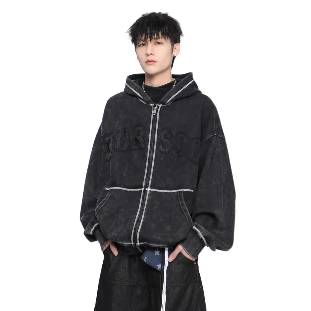 Patchwork Embroidered Zip Up Hoodie — dettaglio della stampa