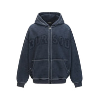 Patchwork Embroidered Zip Up Hoodie — vista frontale