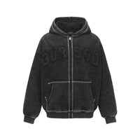 Patchwork Embroidered Zip Up Hoodie — vista posteriore