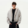 Y2K Patchwork Faux Fur Collar and Zip Line Cotton Jacket Coat