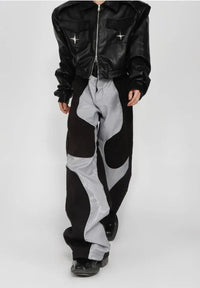 Patchwork Leather Baggy Trousers — vista posteriore